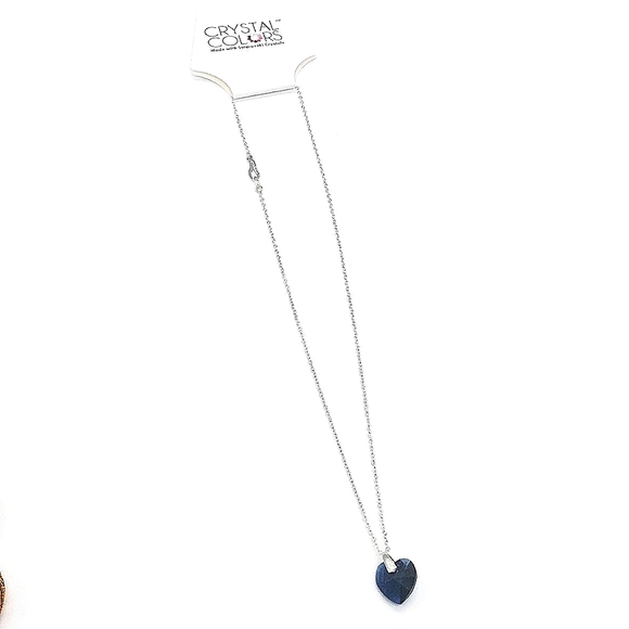 Made with Swarovski Crystals Sapphire Heart Pendant Necklace in Silver - Picture 3 of 5
